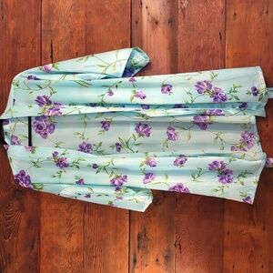 LA Intimates | Vintage Baby Blue Satin Floral Robe Size L